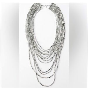 Zara Jewelry Silver Necklace Multi-Layer Bead Necklace New with Tags